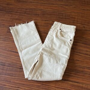 Zara cream cropped flared jeans